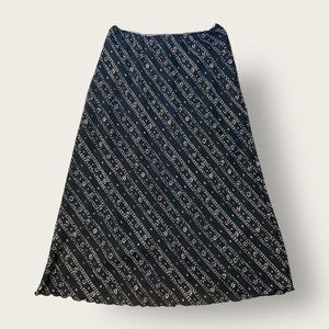 Vintage 90s Pretty Girl Black Floral Midi Skirt Size XL